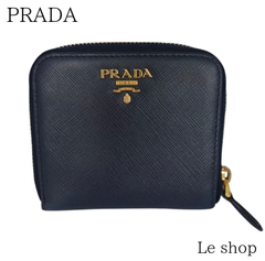 【箱 紙タグ付】PRADA プラダ 二つ折り財布 1ML522 サフィアーノレザー BALTICO ネイビー レディース 中古