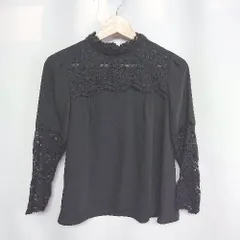 ◇ ⊂ OLIKA　オリカ 首周り、腕部分シアー素材 長袖 ブラウス サイズM ブラック レディース E  【1409100059212】