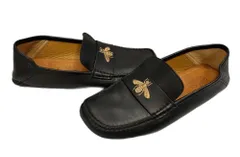 グッチ GUCCI Leather driver with bee ドライビングシューズ 蜂 MADE IN ITALY 黒 473769 メンズ靴 ローファー ブラック サイズ 6 101-shoes1472