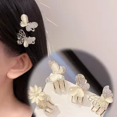 ミニヘアクリップ 1個入り バンスクリップ 花 蝶 ヘア留め 前髪 かわいい オシャレ 髪飾り 上品 パーティー飾り韓国(メール便送料無料)