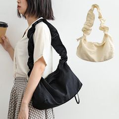 ギャザー ショルダー バッグ クロワッサン ラウンド 韓国 レディース ななめがけ 肩掛け かわいい _a