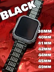 Apple Watch キラキラカバー＆ステンレスバンドセット - 高速反応、スクリーン保護付 B