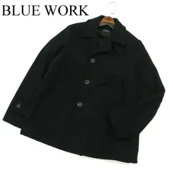 BLUE WORK ブルーワーク トゥモローランド 秋冬 メルトン ウール★ シングル Pコート Sz.S　メンズ 黒