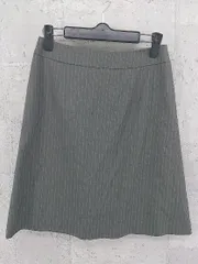 ◇ P.S.FA パーフェクトスーツファクトリー ストライプ 膝下丈 スカート 61-89 グレー *  【1002800153992】