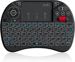 ミニキーボード 8色バックライト JIS配列 ワイヤレス 2.4GHz タッチパッド＆マウスホイール搭載 マウス一体型 USBレシーバー付き TV/PC/スマホ/タブレット対応 (PS4/PS5/Raspberry Pi/Android TV等)