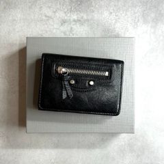 【付属品完備】BALENCIAGA バレンシアガ / シティミニウォレット 三つ折り財布 ミニ財布 カーフレザー ブラック CLASSIC クラシック 477455