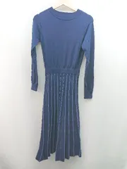 ◇ Andemiu クルーネック 秋冬向け 大人カジュアル 長袖 ロング丈 ワンピース 表記なし ネイビー レディース E  【1309040058156】