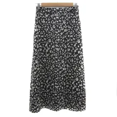 グローバルワーク GLOBAL WORK フレアスカート マキシ丈 ロング丈 ヒョウ柄 レオパード柄 M マルチカラー チャコールブラック /YS6