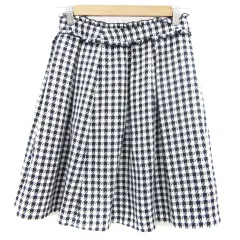 ロディスポット LODISPOTTO フレアスカート ひざ丈 チェック柄 M ネイビー 紺 /YM19