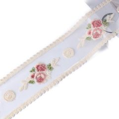(赤い花柄) 装飾材料 ギフト飾り 服装素材 DIY手芸 リボン レース Sourcemall
