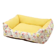 ペットプロ Homey レトロフルーツスクエアベッド M サフランイエロー 犬猫用 ペット用品 （1点）