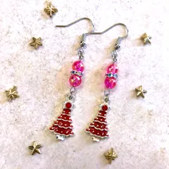 ハンドメイドピアス224 クリスマス　ツリー　サンタコス