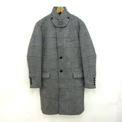 アズールバイマウジー スタンドカラーコート アウター グレンチェック柄 メンズ S-Mサイズ 黒×白 AZUL by moussy 【中古】のサムネイル