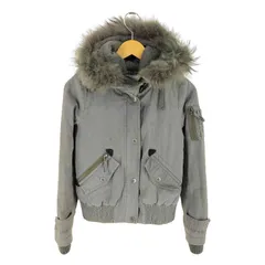 バーバリーブルーレーベル BURBERRY BLUE LABEL ロゴ刺繍 裏地 ノバチェック フーデット ファー フライト ジャケット Y2K レディース  38