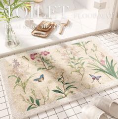 バスマットさわやか花鳥柄カーペットマット室内マット戸口マットトイレマット