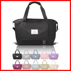 【速発送】cg ボストンバッグ 折りたためる 大容量 拡張 軽量 旅行 修学旅行 メンズ レディース キャリーオンバッグ サブバッグ ブラック、金具シルバー