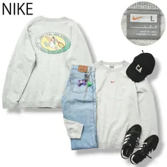 00s ヴィンテージ ナイキ NIKE スウッシュ ロゴ 刺繍 2007 富士見台 テニス クラブ プリント スウェット トレーナー 裏地 パイル L 霜降りグレー ストリート スポカジ メンズ