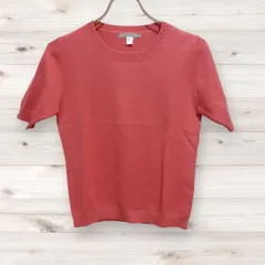 C0593 ヒューマンウーマン HUMAN WOMAN ニット セーター 半袖 (M) ピンク 無地