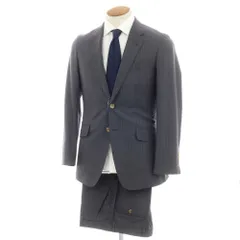 【中古】ポールスミスコレクション PAUL SMITH COLLECTION ウールシルク ストライプ 2つボタンスーツ ダークグレーxブルー×パープル【サイズM】【メンズ】