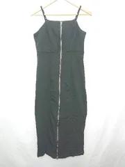 ◇ Θ JUNOAH ジュノア ジップアップ キャミソール 膝下丈 ワンピース サイズXL ブラック レディース E  【1506180011113】