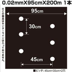 個人宅OK シンセイ 国産 有孔 黒マルチ 9230 0.02mm X 95cm X 200m 中穴 (60mm) 穴あきマルチ ホールマルチ 農業 レタス とうもろこし キャベツ 大根