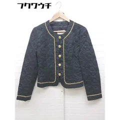 ◇ amy march エミーマーチ 刺繍 ノーカラー ジャケット サイズ11AR ブラック レディース 【1103230008057】