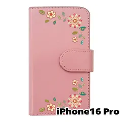 【新品未使用】 iPhone16 Pro 手帳型スマホ ケース 花柄 (カバー色ピンク) エスニック ボヘミアン おしゃれ かわいい カード収納 PUレザー flip2-ip16pro-pk-20059