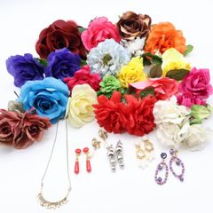 【フラメンコ 小物 まとめ売り】全24点セット フローレス ネックレス イヤリング アクセサリー ダンス 発表会 パーティ 花 綺麗 きれいめ かわいい 可愛い 豪華 素敵 エレガント ゴージャス おしゃれ フォーマル ステージ 衣装 セット売り キラキラ