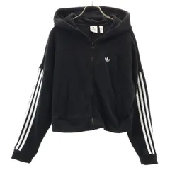 adidas Originals アディダスオリジナルス トレフォイルロゴ 長袖 スウェット ジップパーカー L ブラック レディース 古着