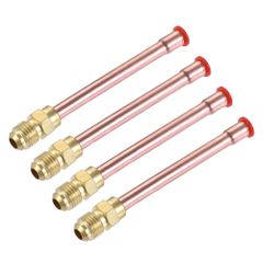 新品 uxcell 真ちゅうパイプ継手 45度 1/4 SAEフレアおねじ チューブ溶接付きチューブアダプター エアコン冷凍用 4個