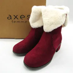 アクシーズファム リボンファースエードブーツ未使用 TL623X05K0 シューズ 靴 キッズ 女の子用 Lサイズ ワインレッド axes femme 【中古】