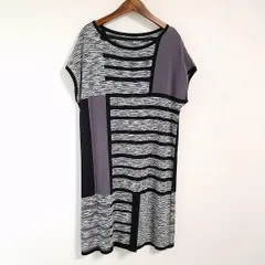 #spc イッセイミヤケハート ISSEIMIYAKE Haat チュニック 2 グレー 黒 ニット 半袖 ボーダー レディース [777402]