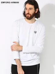 EMPORIO ARMANI (エンポリオアルマーニ) 胸ラバーロゴ クルーネック 長袖 Tシャツ EA78NPT17PJRGZ メンズ (ホワイト)
