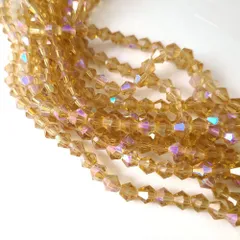 オレンジ 【6mm 40～47粒 1連】 ソロバンカット ビーズ ガラス製 手芸 ガラスビーズ AB 光沢 オーロラ 透明