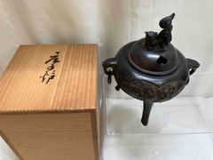 徳川黎明會公認 紫銅向獅子香炉写 - メルカリ
