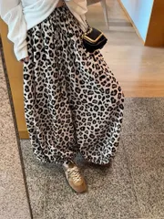 韓国風 レディース ワイドレッグパンツ ハイウエスト レオパード柄 ゆったり