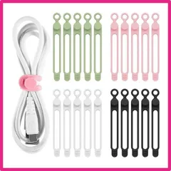 C 結束バンド ケーブルバンド コードまとめる シリコン製ケーブルタイ コン ケーブルまとめる 収納バンド 多機能 ケーブルクリップ 弾性 イヤホン、携帯電話の充電器、パソコンのコードをまとめるのに。家庭、オフィス、キッチン、学校で使える再利用可能なコードオー
