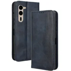 arrows We2 Plus ケース 手帳 F-51E チェック柄 合革 レトロ 手帳 ケース 【Color】ネイビーのサムネイル
