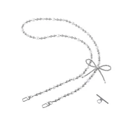 エレコム スマホストラップ リボンパールビーズ ショルダー 首掛け ストラップホルダーシート付 iPhone/Android対応 おしゃれ 落下防止 シルバー P-STSDH1BERSV 【５営業日以内発送】 【定形外郵便にて発送】