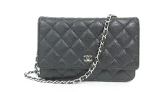 CHANEL/シャネル　マトラッセ キャビアスキン チェーンウォレット　WOC　ブラック　27番台　クロスボディバッグ　【中古】