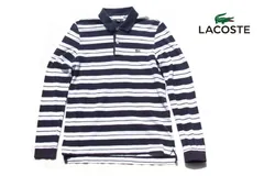 【中古】ラコステ｜LACOSTE｜ボーダー柄鹿の子長袖ポロシャツ｜2