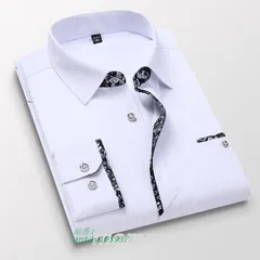 ワイシャツ メンズ 長袖 シャツ ビジネス トップス 大きいサイズ通勤 開襟シャツ カジュアル 花柄 トップス フォーマル 紳士服 形態安定 切替 ant4y105937