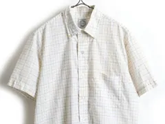 【お得なクーポン配布中!】 60's 70's ビンテージ ★ ARROW アロー 格子 チェック 半袖 ボタンダウン シャツ ( メンズ 男性 15 M 程) 古着 60年代 70年代 白 青 黄| 【USA古着】 【古着】  