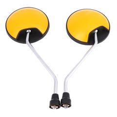 バイク用品 スーパーカブ 丸型 バイク ミラー 原付 スクーター 左右セット 正ネジ バックミラー 8mm M8 丸型バイクミラー かわいい ルボナリエ (イエロー)
