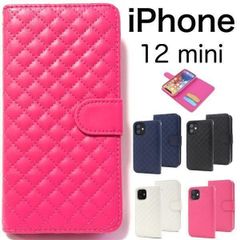 iphone12mini ケース  12mini ケース　キルティング手帳型