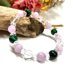 クンツァイトグリーンタイガーアイ 水晶 天然石 パワーストーンブレスレット 8mm （カット水晶）レディース 女性  数珠ブレス 開運 プレゼント ギフト  [p]