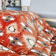 【数量限定】ふわふわ感触フランネル生地 掛け布団単品 キリム こたつ厚掛け布団 約１８５ｘ１８５ｃｍ 正方形 こたつ布団 洗える JEMAジェマ オレンジ