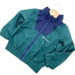 チャンピオン CHAMPION キッズ 子供用 ジップアップ ナイロンジャケット 裏メッシュ 100cm 防風 スポーツウェア♪ 緑 紺■AC151