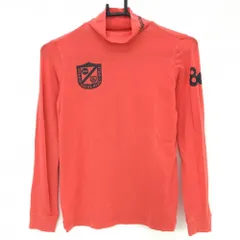 パーリーゲイツ 長袖ハイネックシャツ サーモンピンク系×黒 表微起毛 アクリル混 レディース 0(S) ゴルフウェア PEARLY GATES