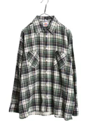 【お得なクーポン配布中!】 70s 80s ディッキーズ チェック プリント フランネル シャツ メンズ L / 古着 Dickies ヴィンテージ ネル ネルシャツ 長袖シャツ 白タグ